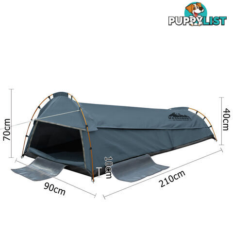 King Single Camping Canvas Swag Tent Navy w/ Air Pillow