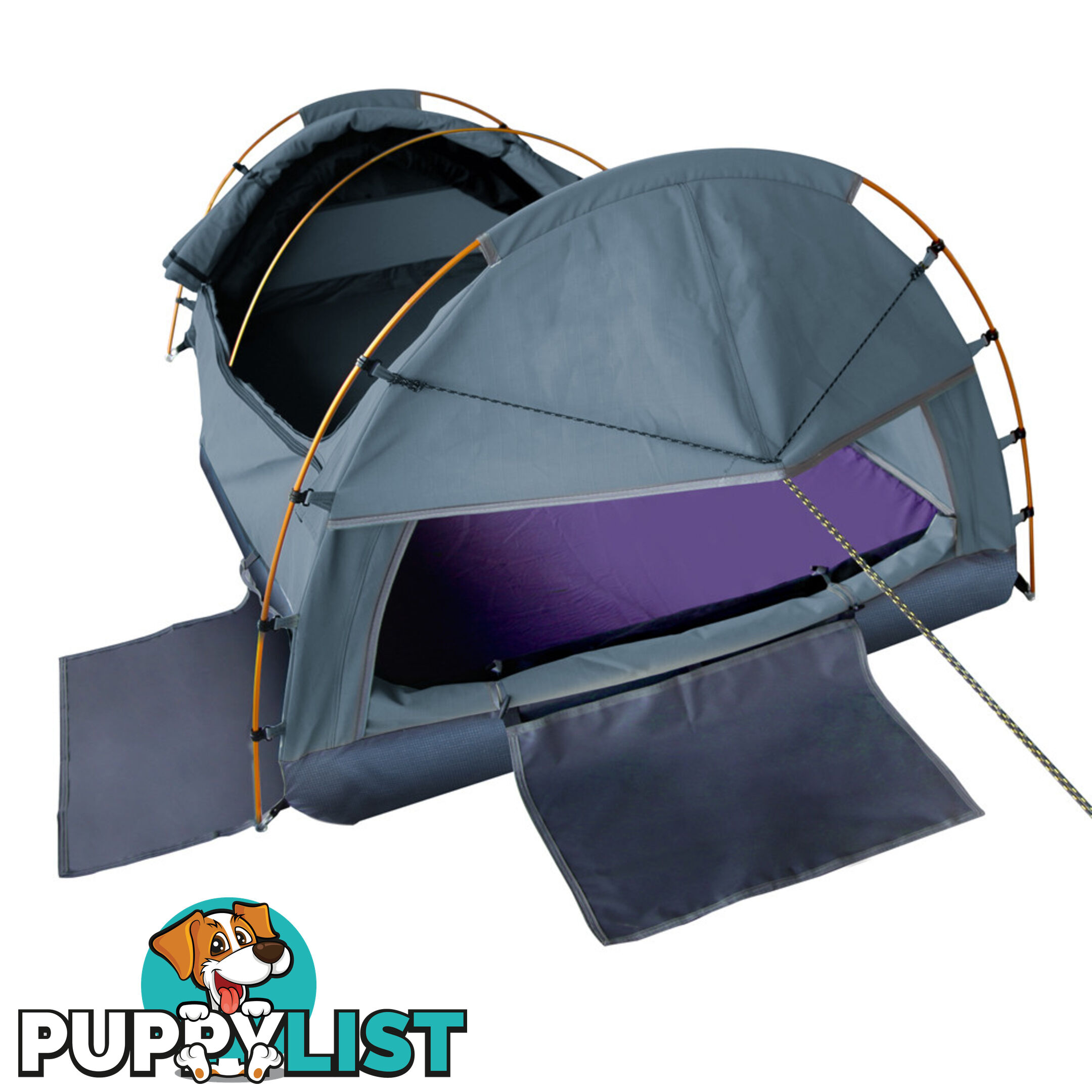 King Single Camping Canvas Swag Tent Navy w/ Air Pillow