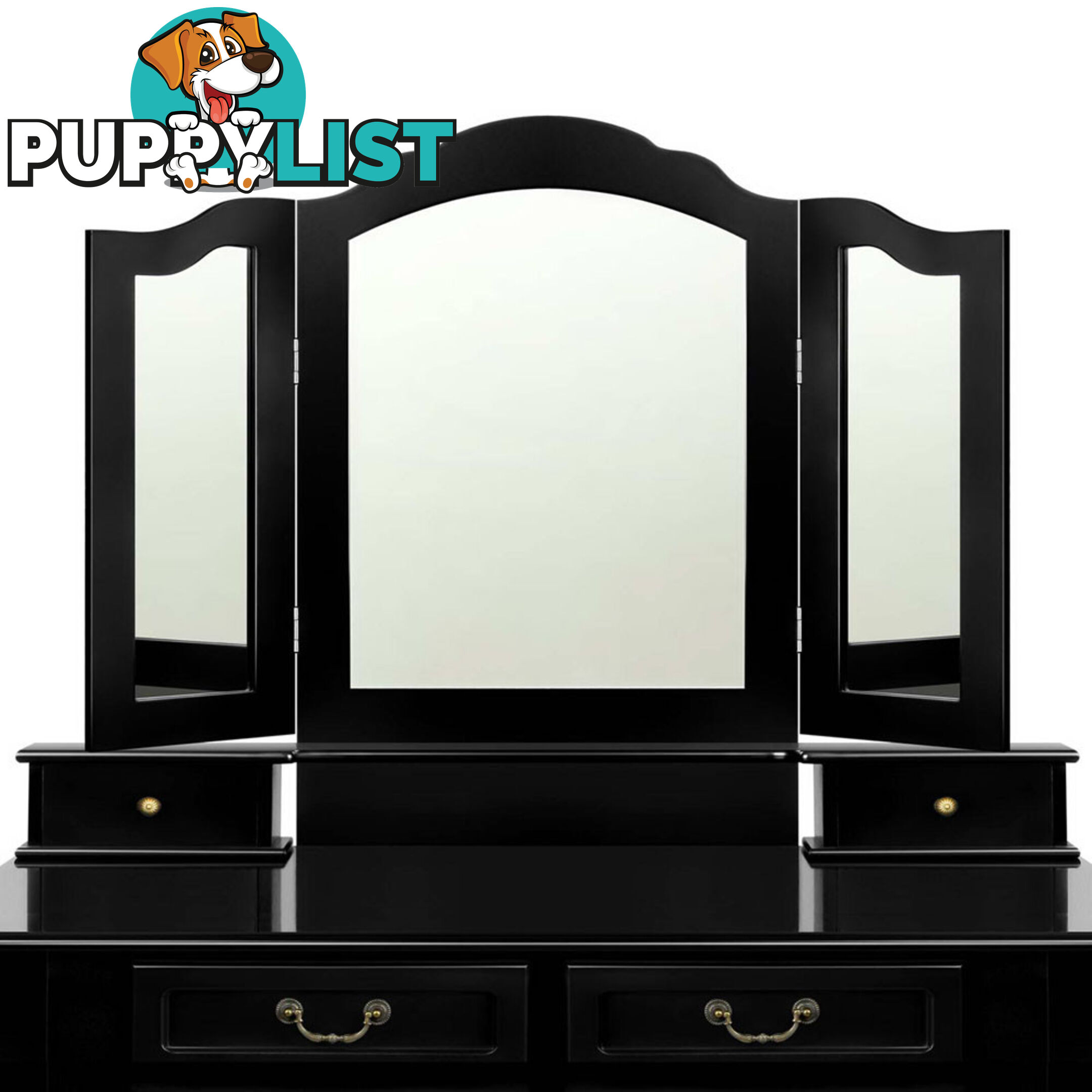 4 Drawer Dressing Table with Mirror - Black