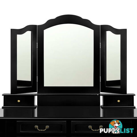 4 Drawer Dressing Table with Mirror - Black