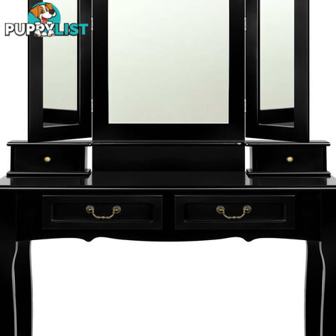 4 Drawer Dressing Table with Mirror - Black