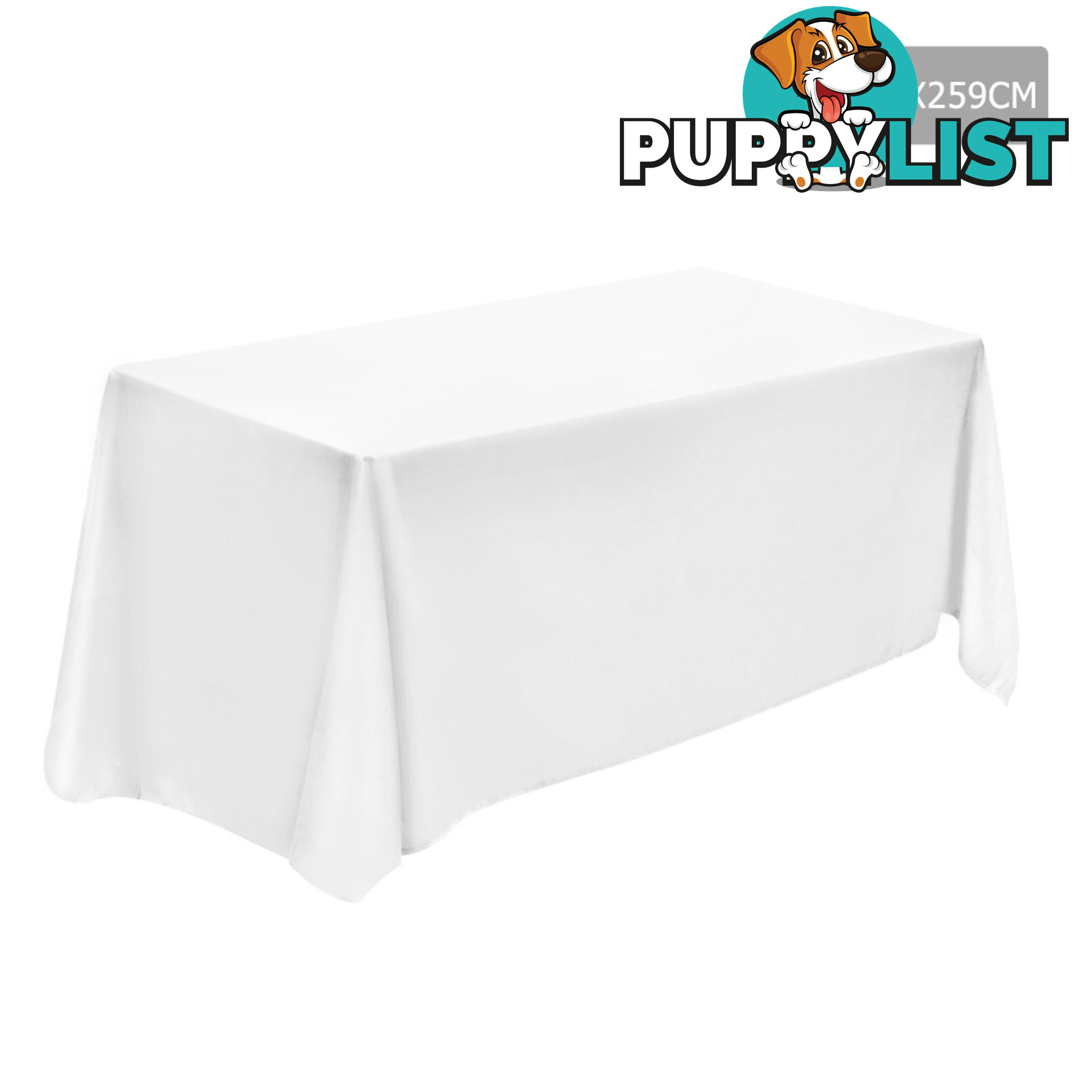 6 Pcs Wedding Table Cloth Rectangle 259cm White