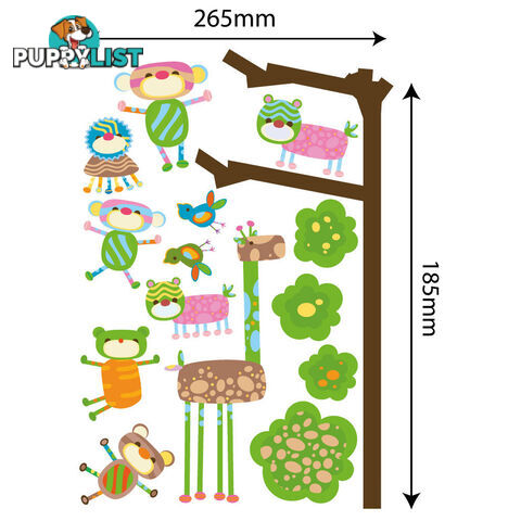 Medium Size Funky Monkeys in a Tree Wall Stickers  - Totally movable