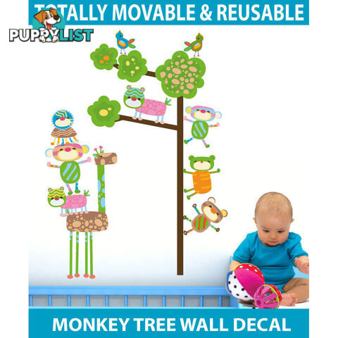 Medium Size Funky Monkeys in a Tree Wall Stickers  - Totally movable