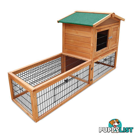 Double Storey Pet Hutch with Under Run Green