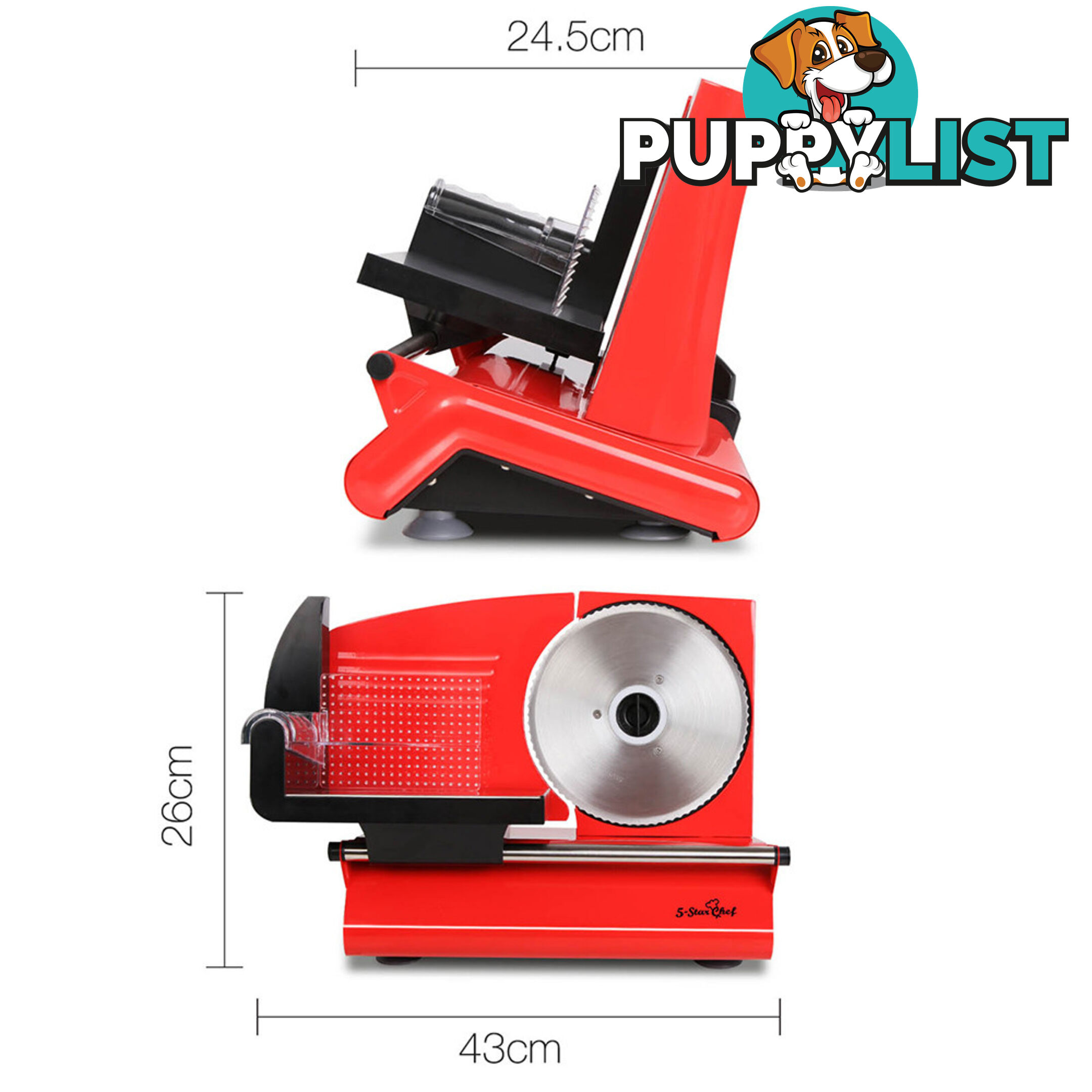 150W  Meat Slicer with Stainless Steel Blade - Red