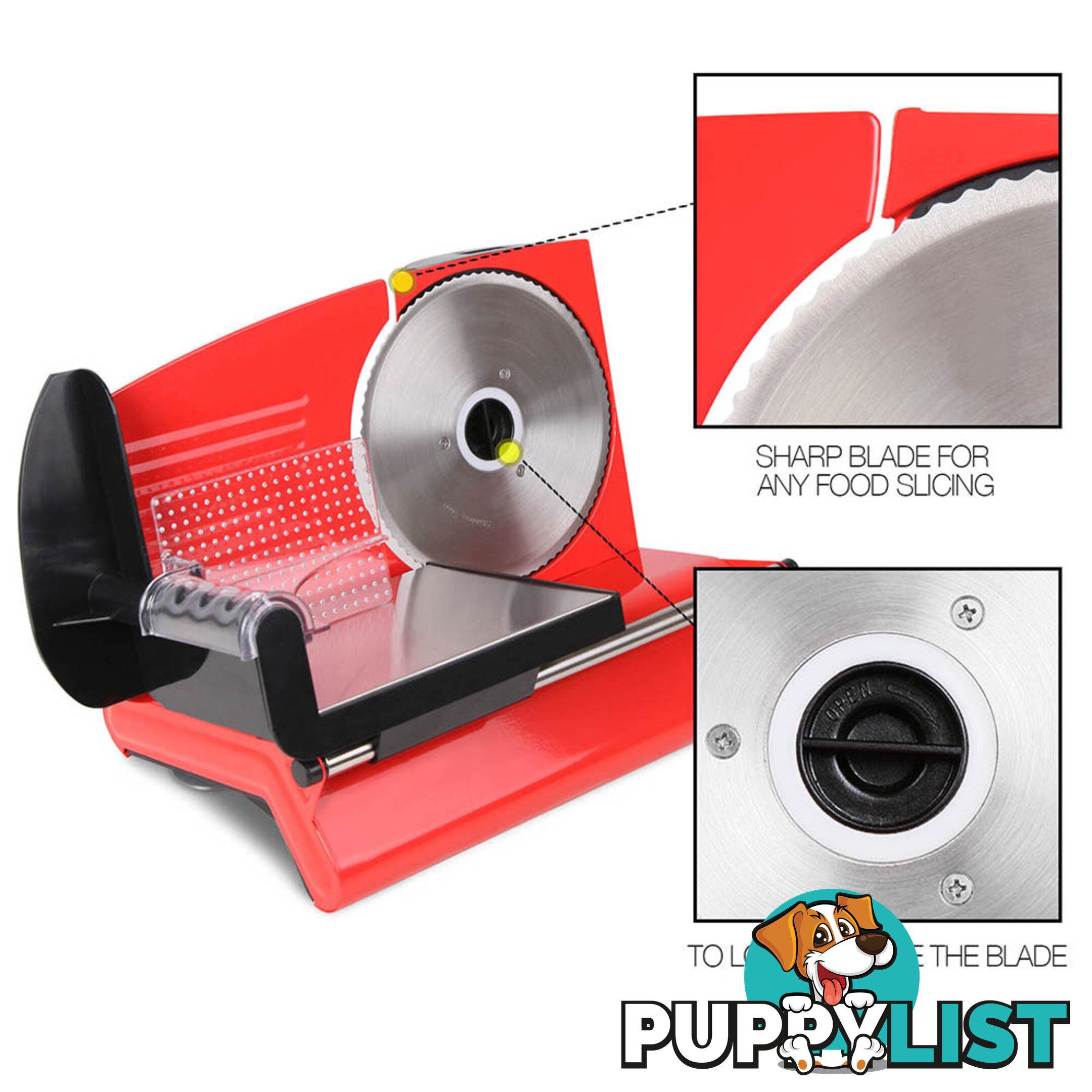 150W  Meat Slicer with Stainless Steel Blade - Red