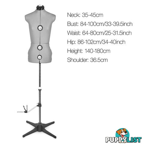 Adjustable Dressmaking Mannequin SZ8-14 - Grey