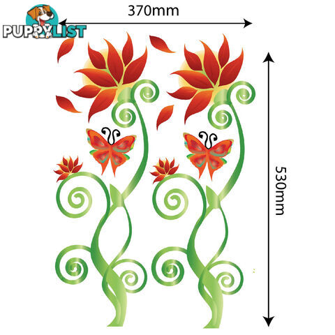 Large Size Adorable Red Flower Vine Wall Stickers - Totally Movable