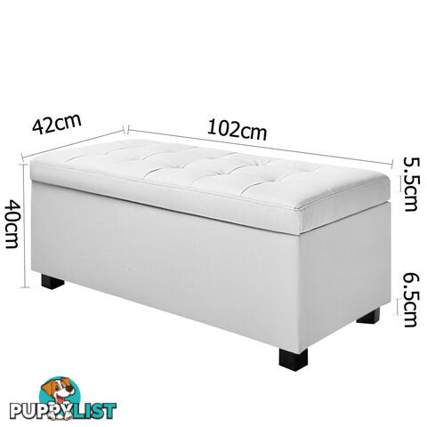 Large Ottoman PU Leather Chest Storage Box Foot Stool White