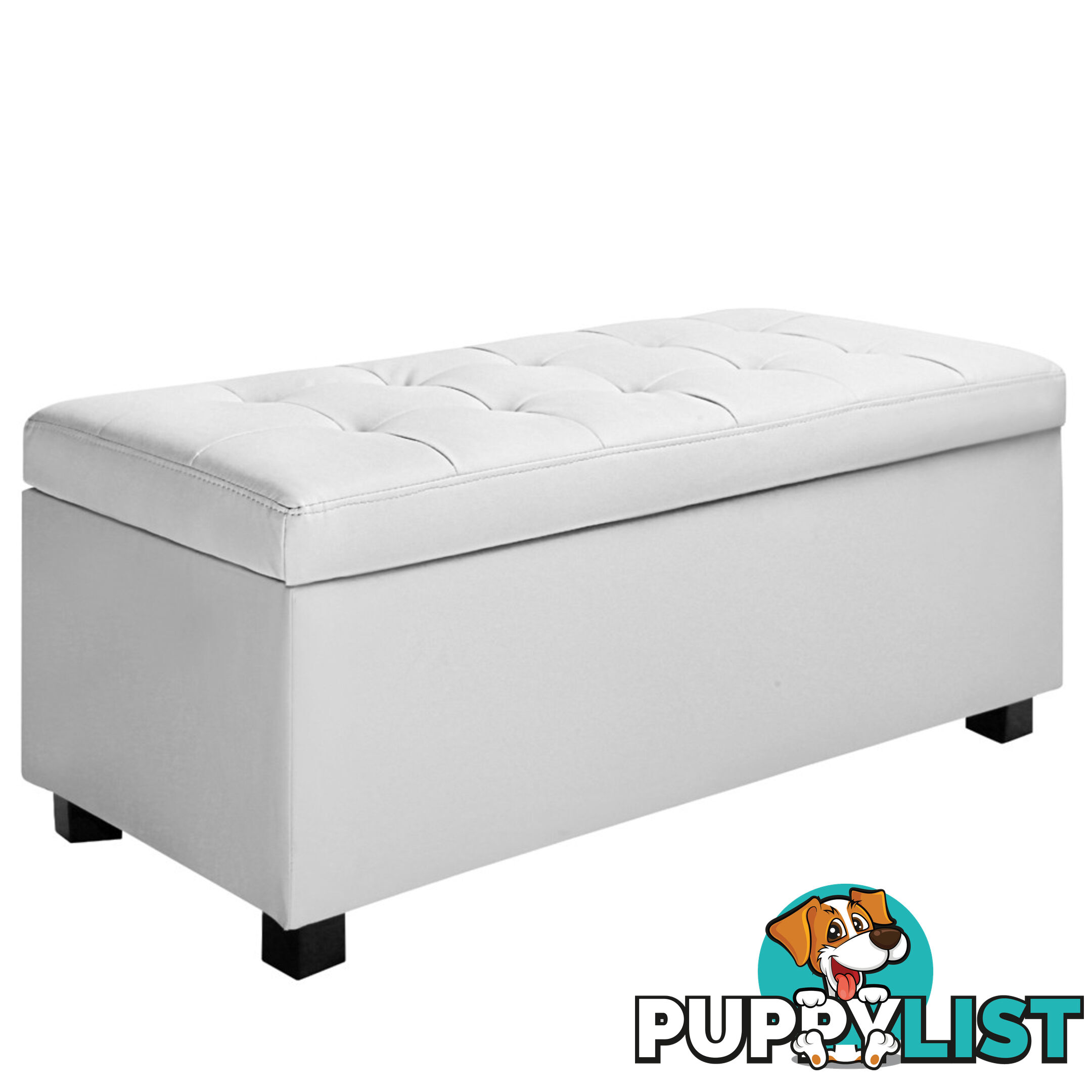 Large Ottoman PU Leather Chest Storage Box Foot Stool White