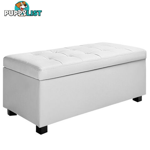 Large Ottoman PU Leather Chest Storage Box Foot Stool White