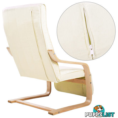 Birch Bentwood Adjustable Lounge Arm Chair w/ Fabric Cushion Beige