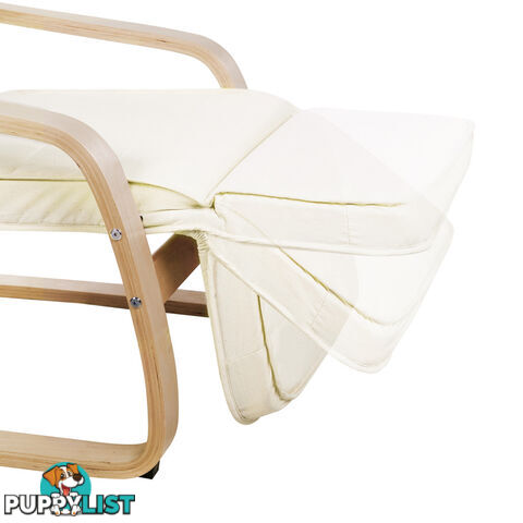 Birch Bentwood Adjustable Lounge Arm Chair w/ Fabric Cushion Beige