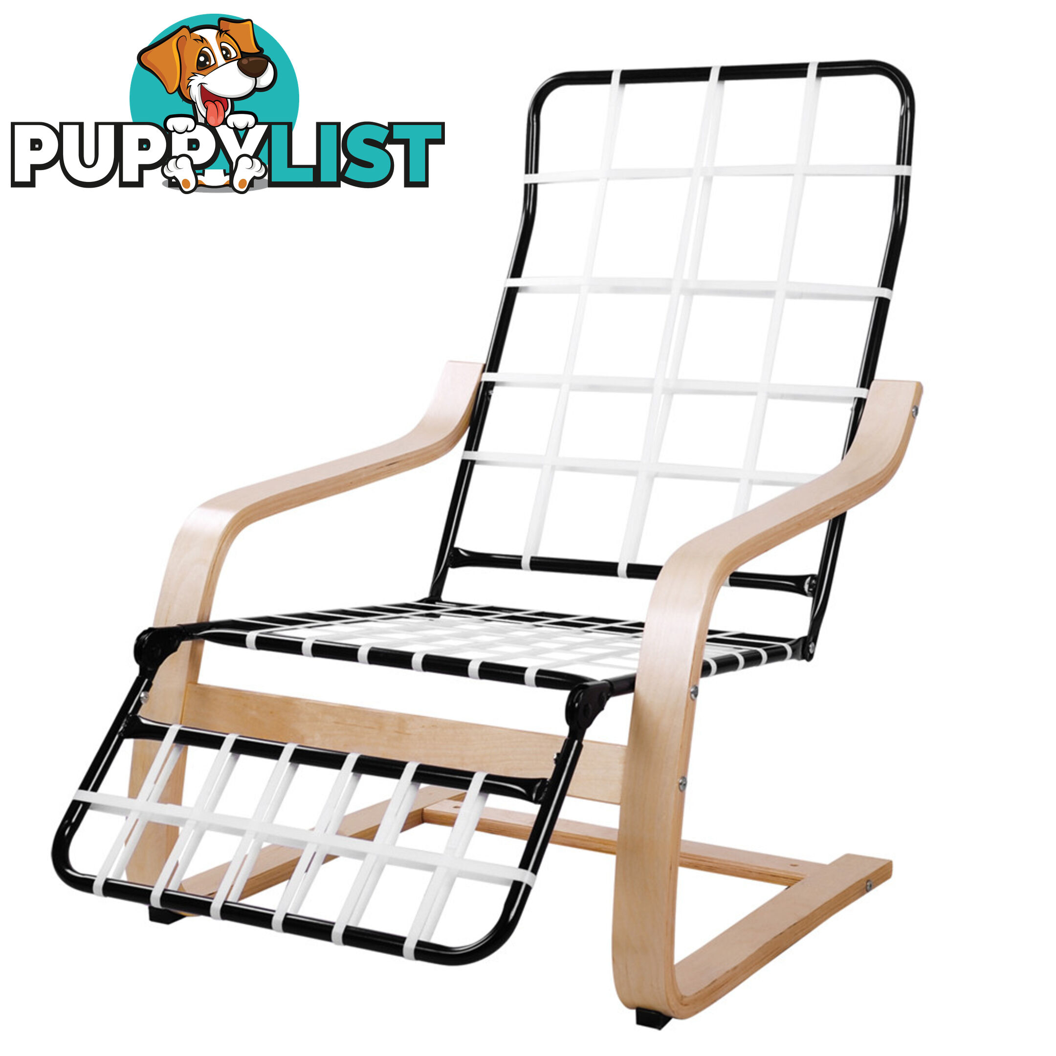 Birch Bentwood Adjustable Lounge Arm Chair w/ Fabric Cushion Beige