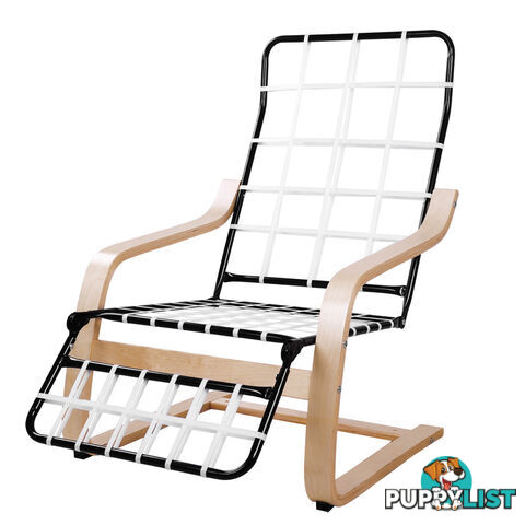 Birch Bentwood Adjustable Lounge Arm Chair w/ Fabric Cushion Beige