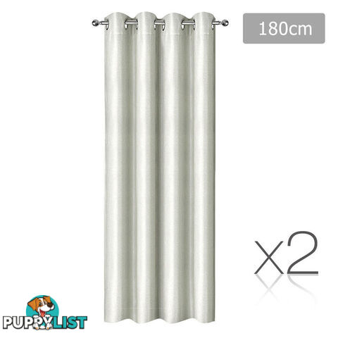 Set of 2 ArtQueen 3 Pass Eyelet Blockout Curtain Ecru 240cm - 310GSM