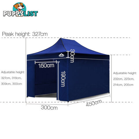 3x4.5 Pop Up Gazebo Hut with Sandbags Blue