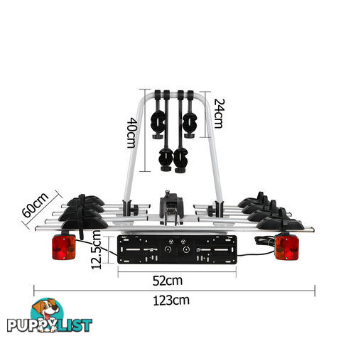 Bicycle Bike Carrier Rack  w/ Tow Ball Mount Black Silver