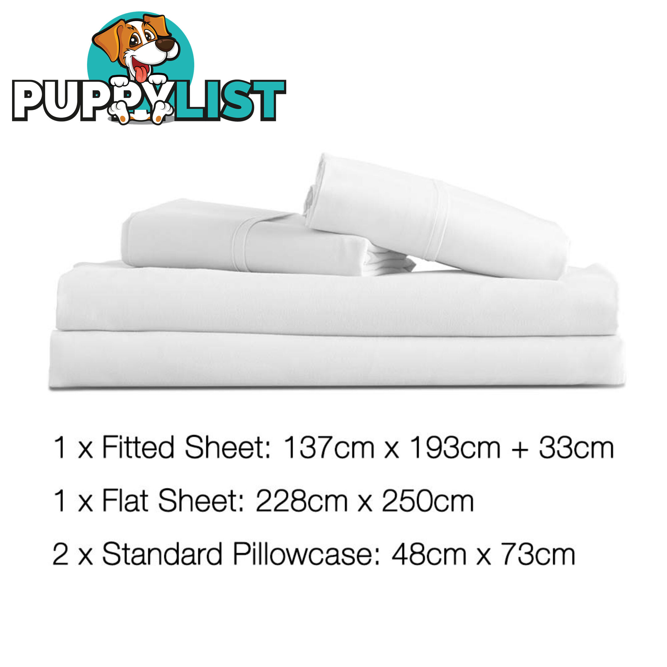 4 Piece Microfibre Sheet Set Double White