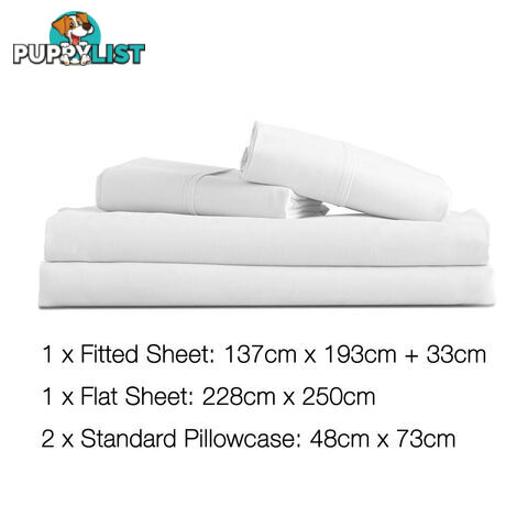 4 Piece Microfibre Sheet Set Double White