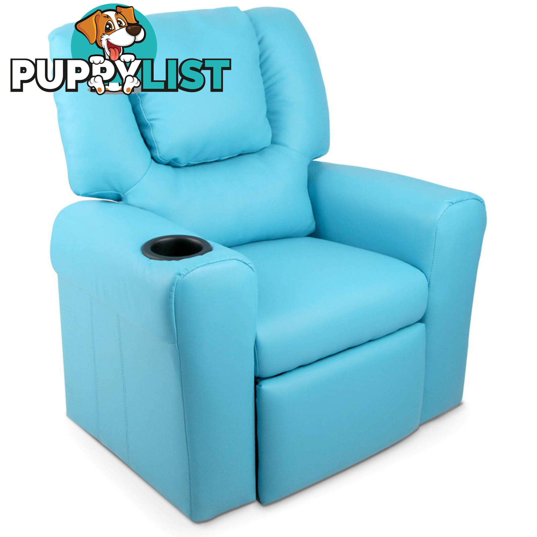 Kids Padded PU Leather Recliner Chair  - Blue