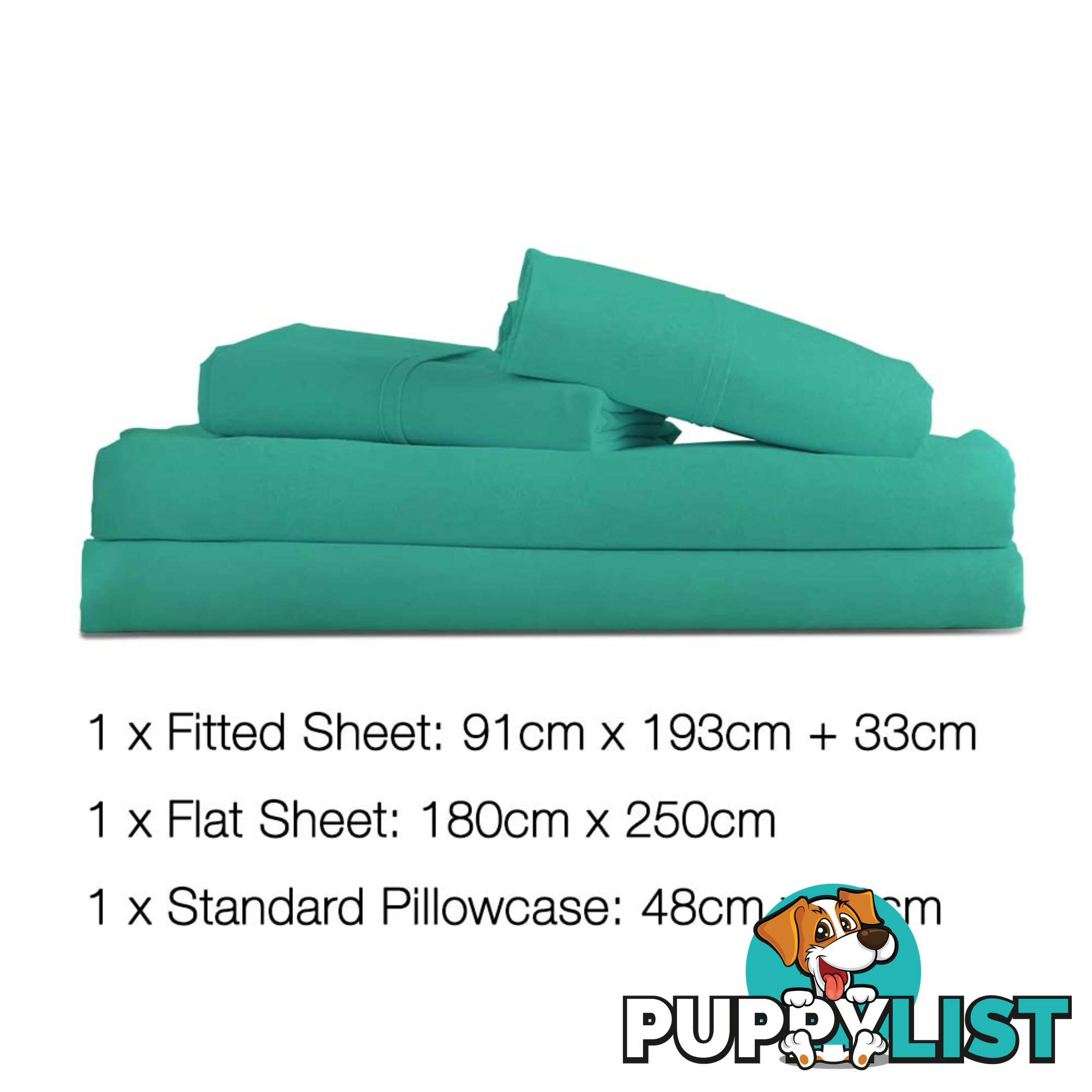 3 Piece Microfibre Sheet Set King Single  Green