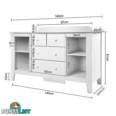 Drawer Baby Chest Change Table Dresser Cabinet White