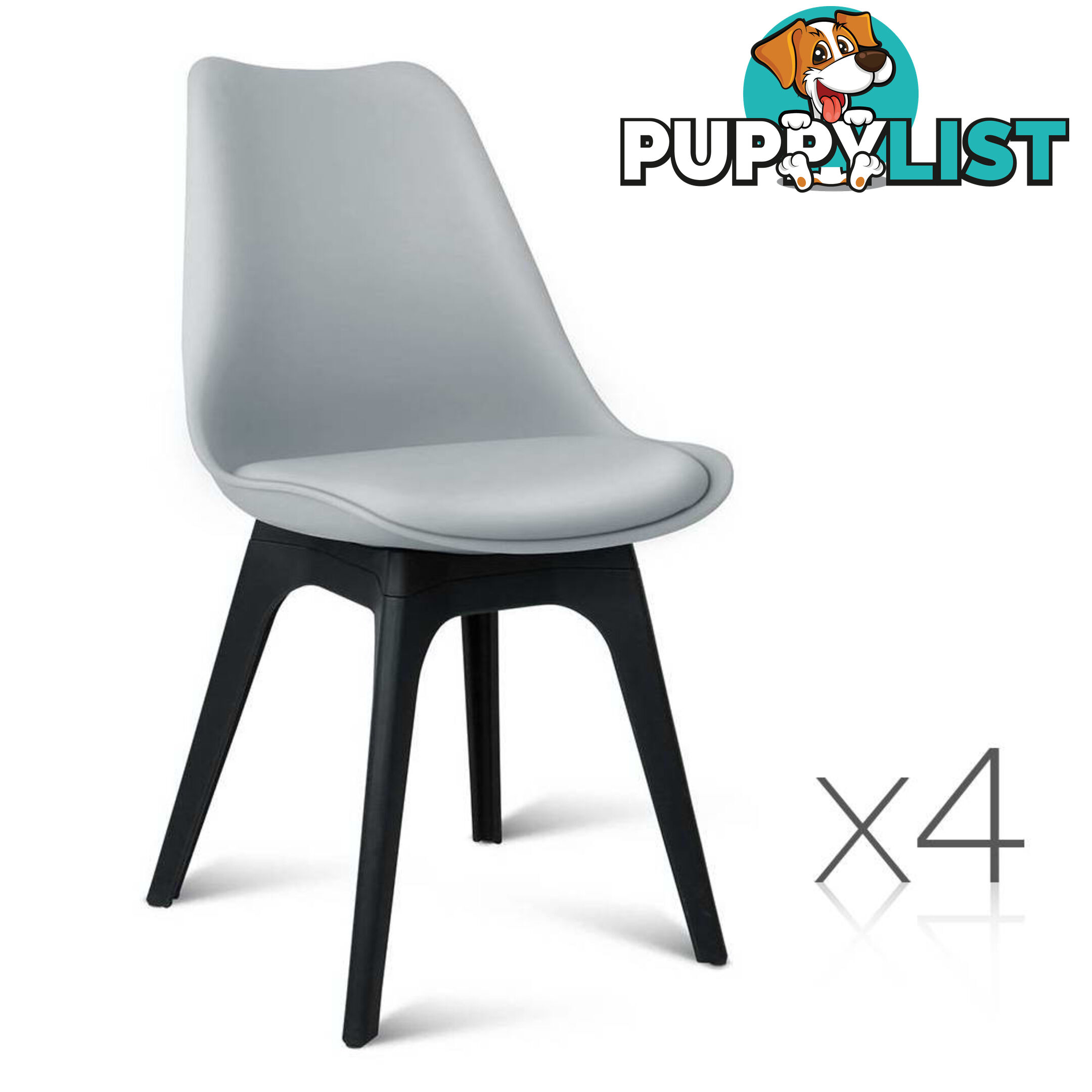 Set of 4 Replica Eames DSW PU Leather Chair White