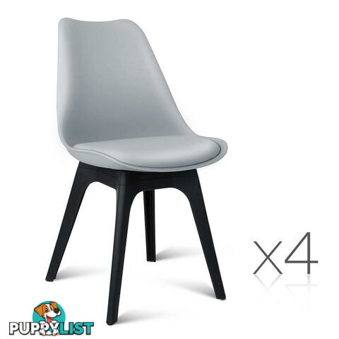 Set of 4 Replica Eames DSW PU Leather Chair White