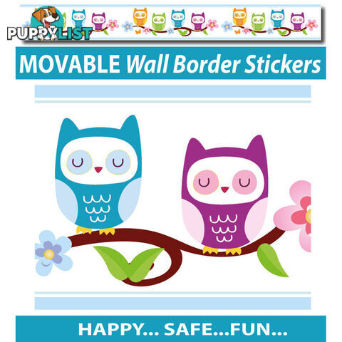 Cute Nursery Owl Wall Border Stickers - Totally Movable