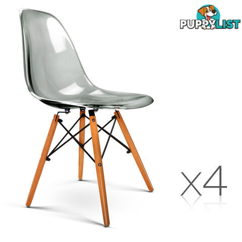 Set of 4 Replica Eames DSW PU Leather Chair Black