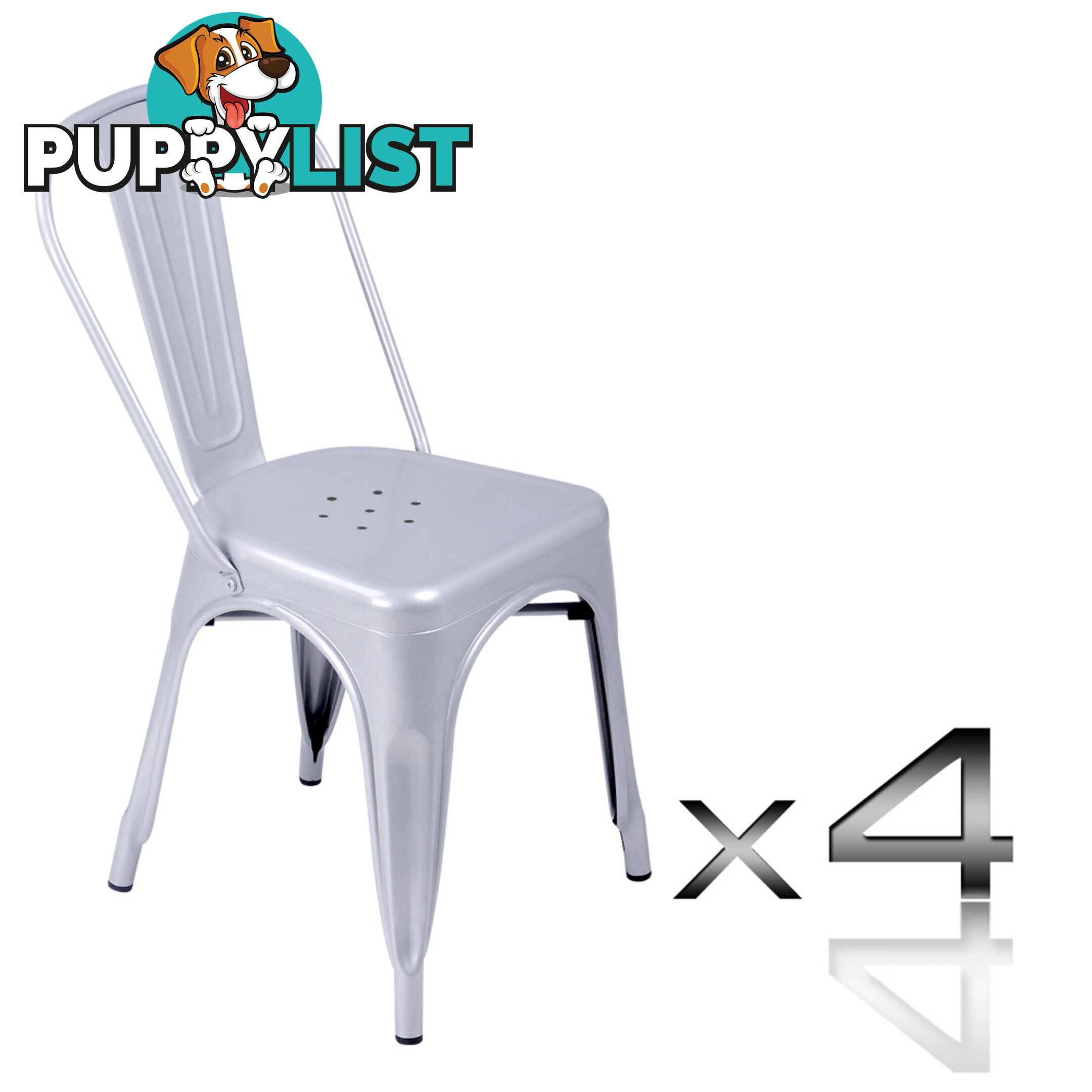 Set of 4 Replica Tolix Dining Metal Chair Gloss White