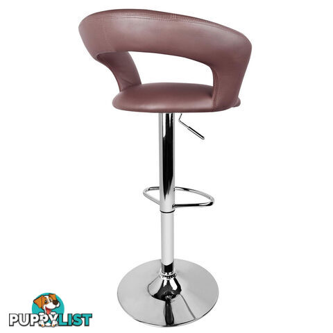 Set of 2 PU Leather Kitchen Bar Stool Red