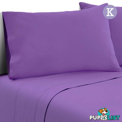 4 Piece Microfibre Sheet Set King  Purple