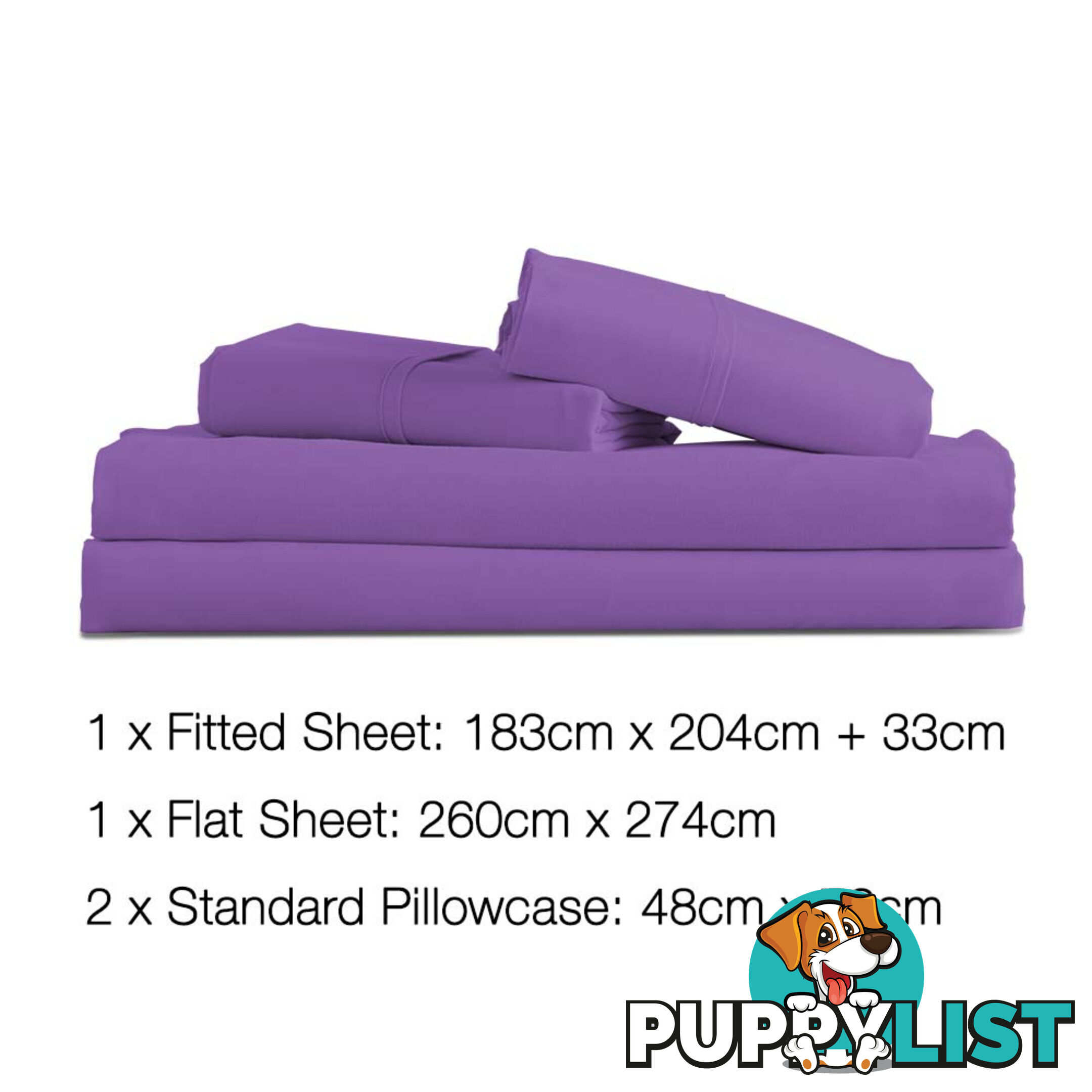 4 Piece Microfibre Sheet Set King  Purple