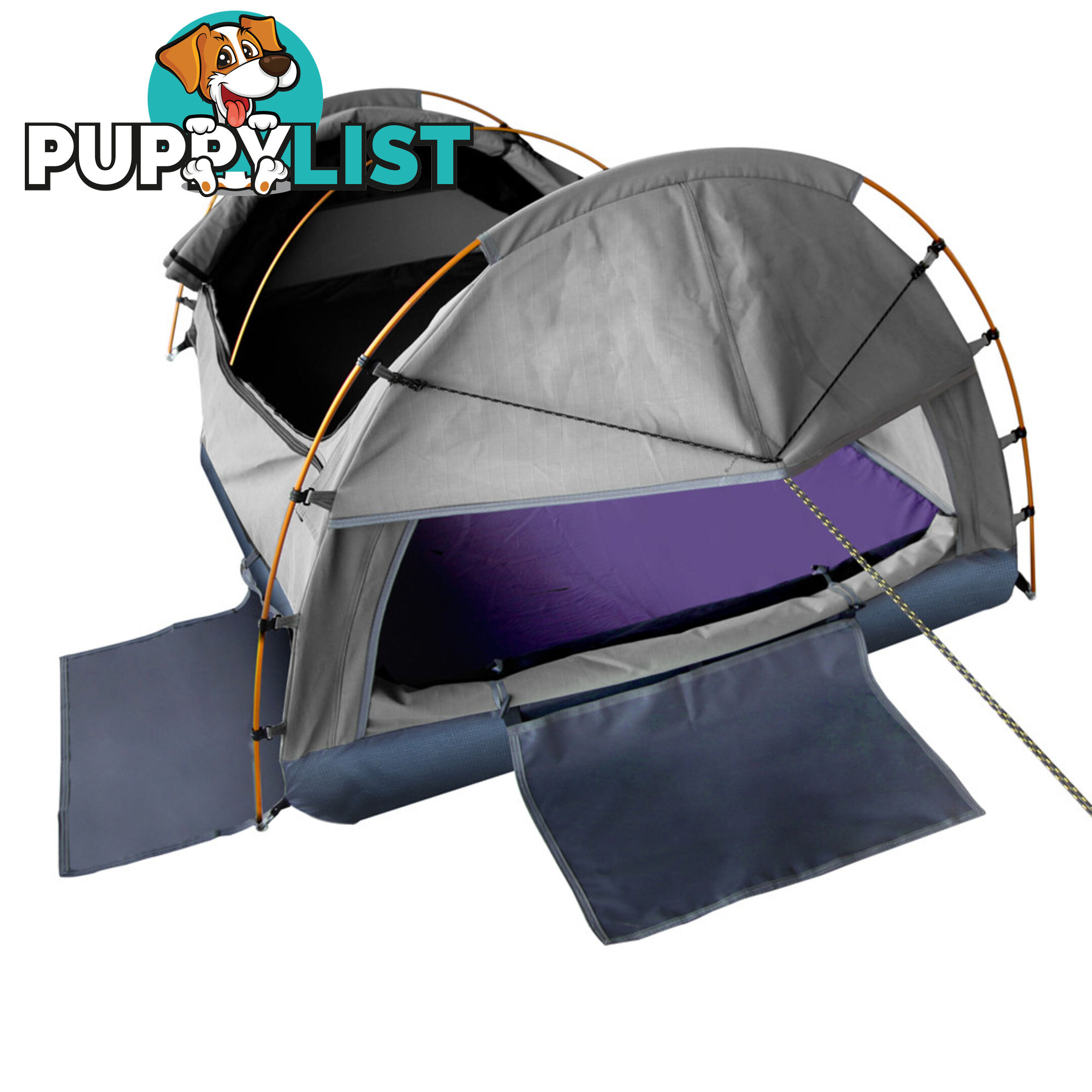 Double Camping Canvas Swag Tent Grey w/ Air Pillow