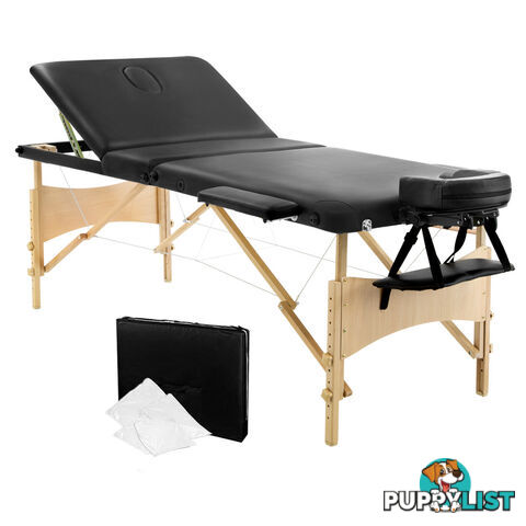 Portable Wooden 3 Fold Massage Table Chair Bed White 70 cm