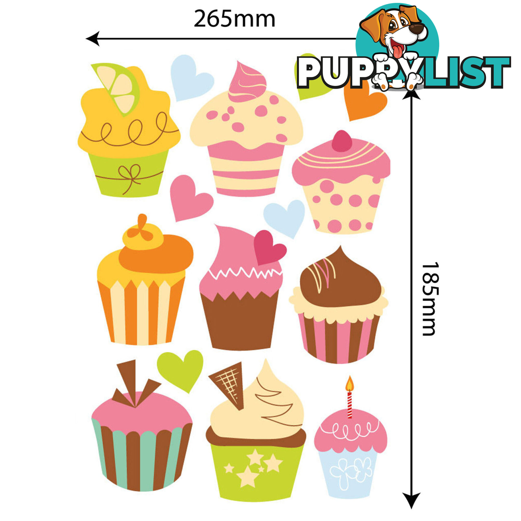 Medium Size Cute Cupcakes Wall Stickers - Totally Movable and Reusable