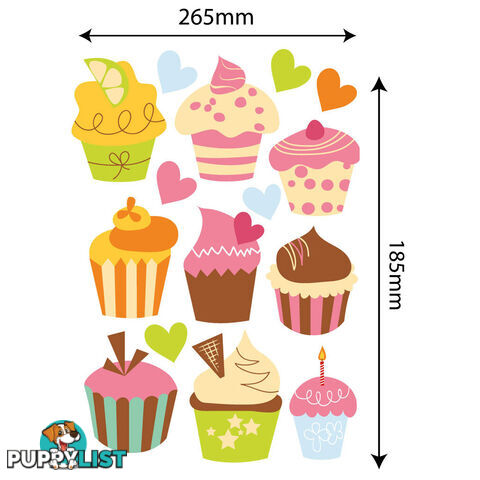 Medium Size Cute Cupcakes Wall Stickers - Totally Movable and Reusable