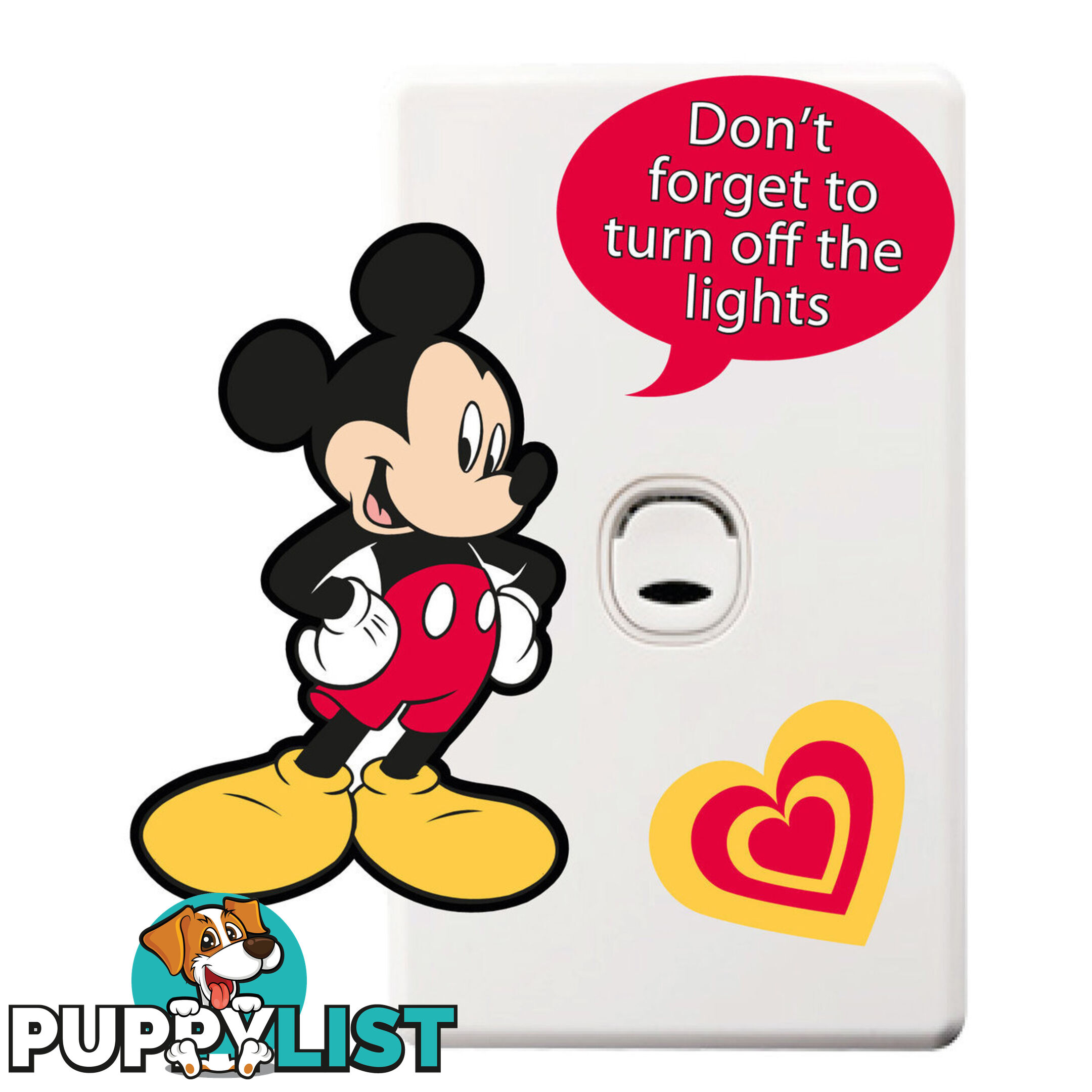 Mickey Mouse Light Switch Wall Sticker - Totally Movable