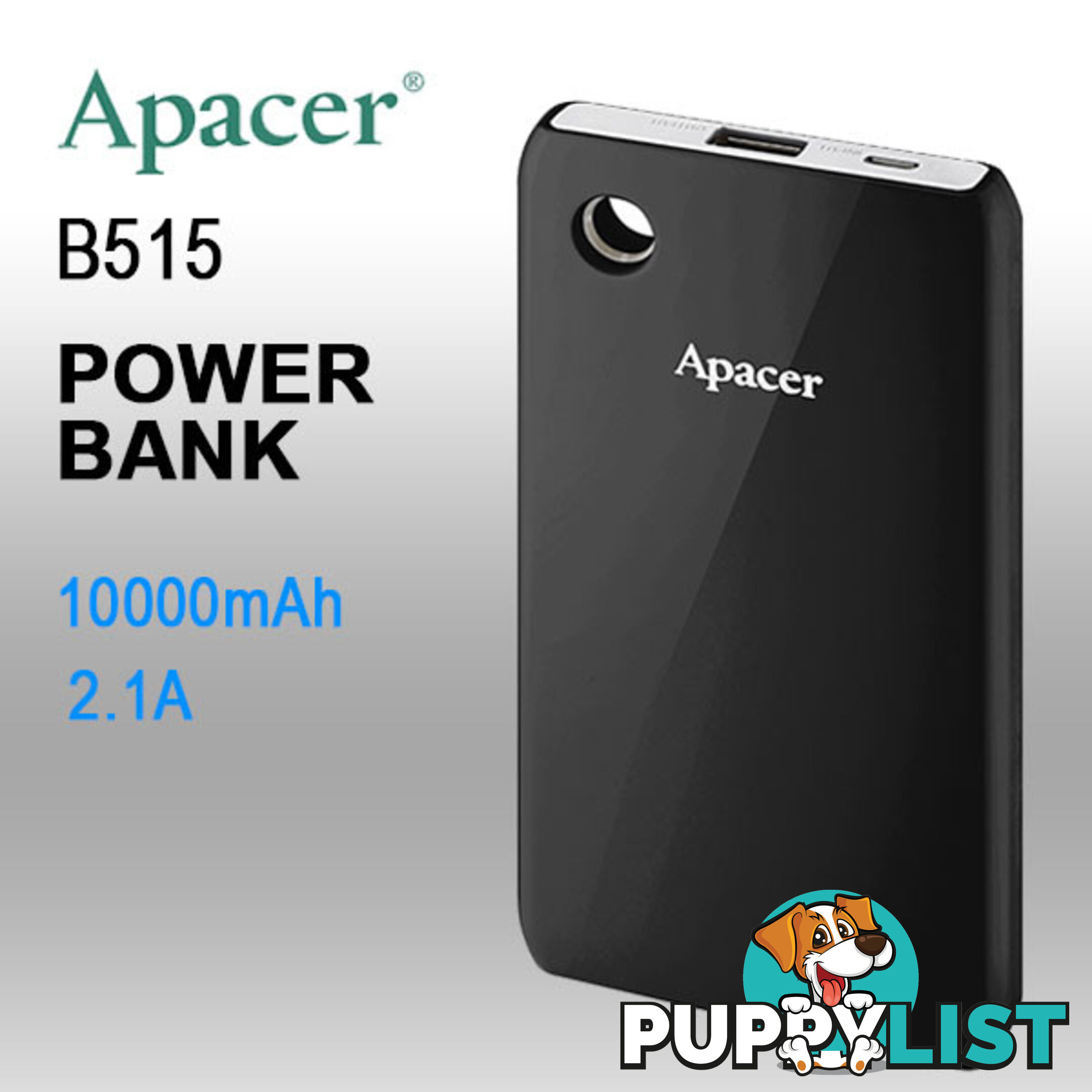 APACER DELUXE PORTABLE POWERBANK 10000MAH BLACK COLOR ( B515 BLACK )