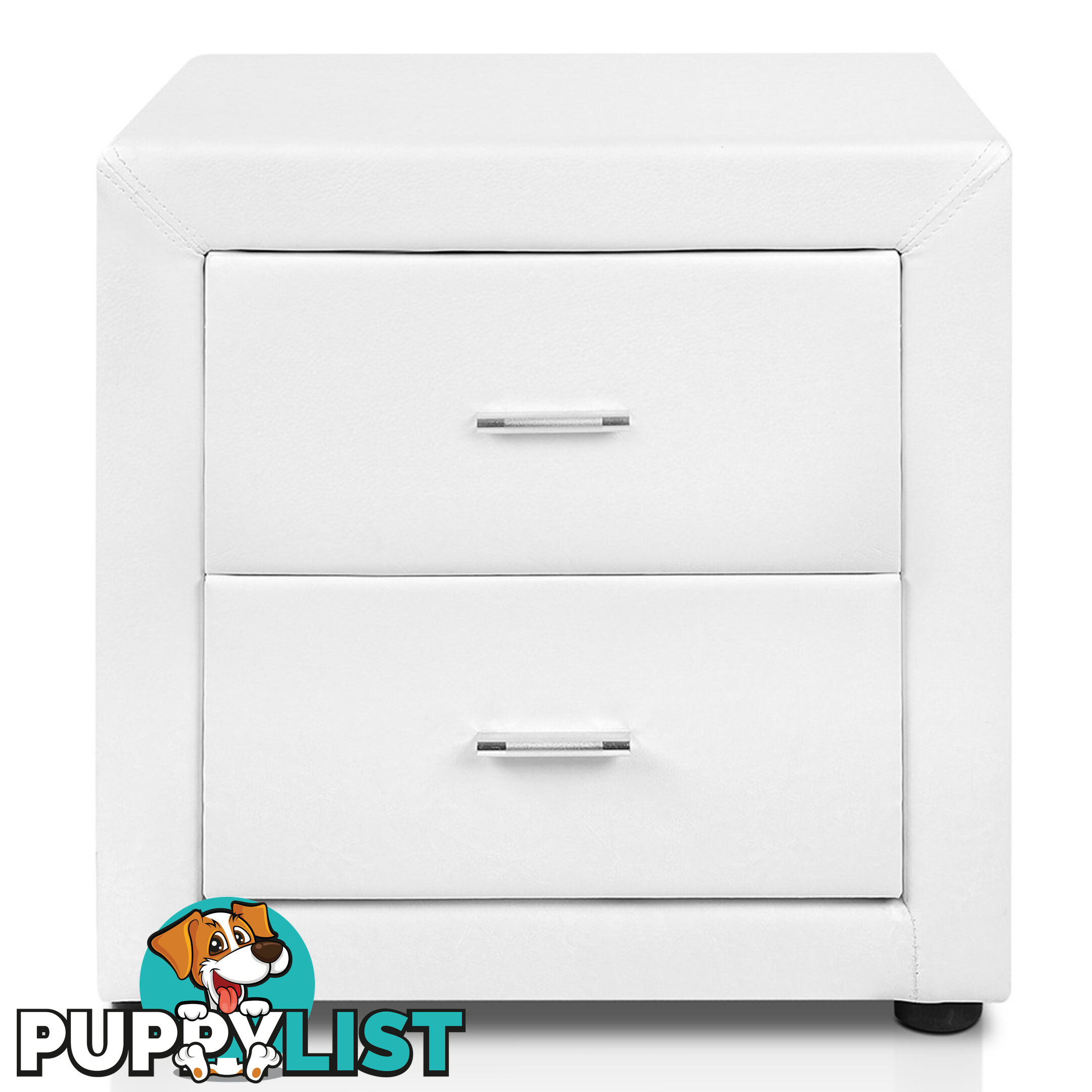 Deluxe PU Leather 2 Drawers Cabinet White