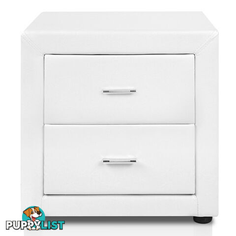 Deluxe PU Leather 2 Drawers Cabinet White