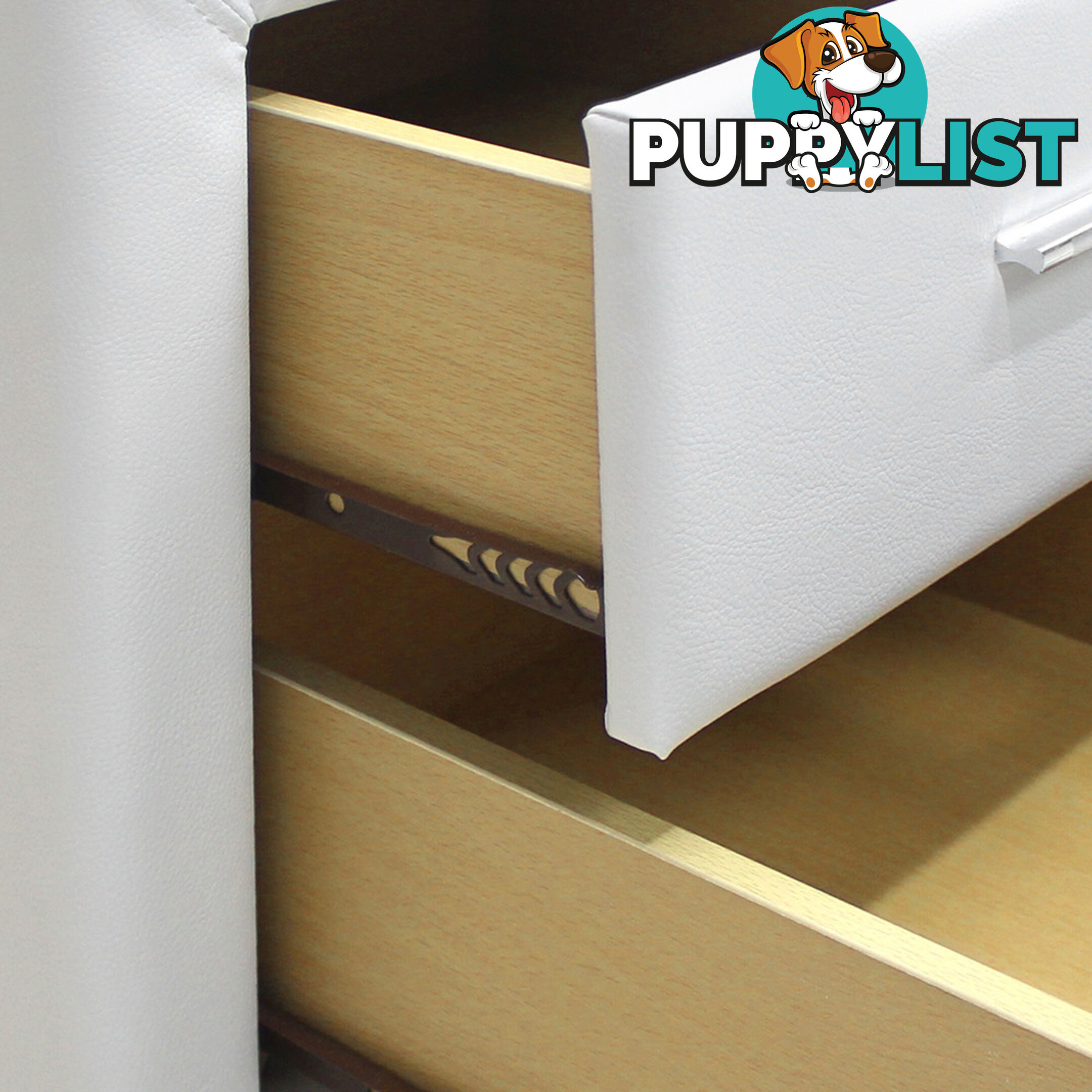 Deluxe PU Leather 2 Drawers Cabinet White