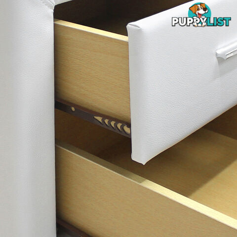 Deluxe PU Leather 2 Drawers Cabinet White