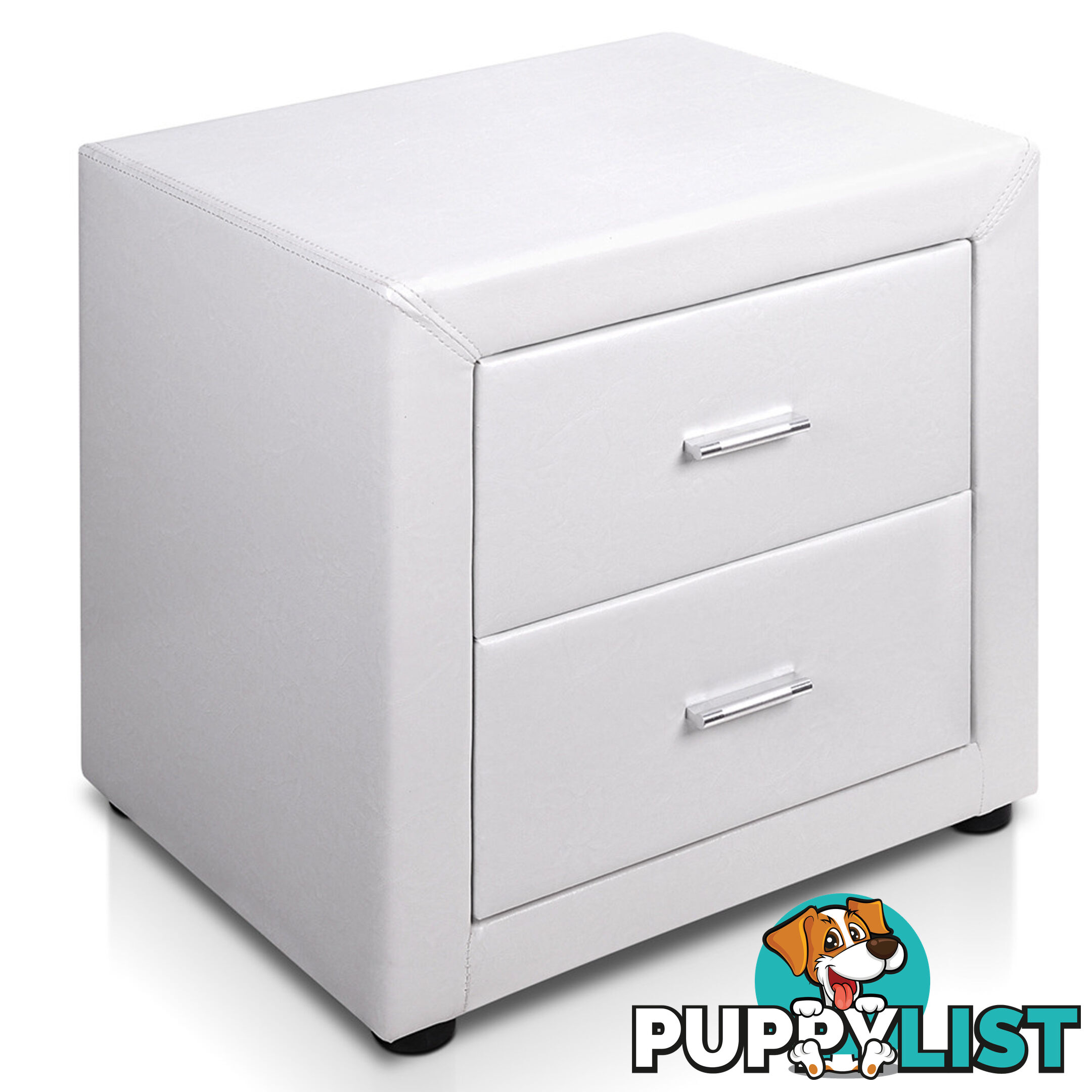 Deluxe PU Leather 2 Drawers Cabinet White