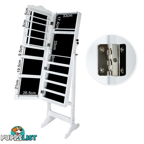 Mirror Jewellery Cabinet Storage 150cm White