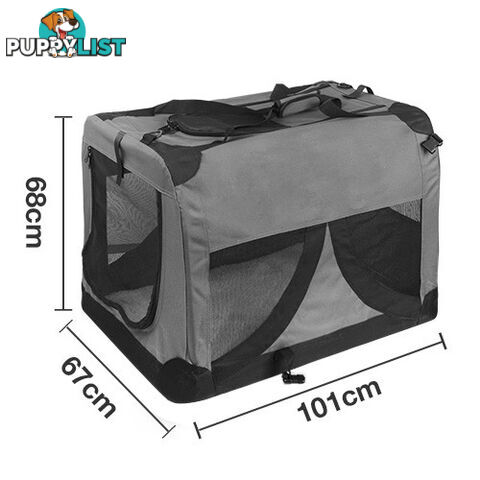 Extra Large Portable Soft Pet Dog Crate Cage Kennel Grey