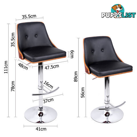 PU Leather Wooden Kitchen Bar Stool Black